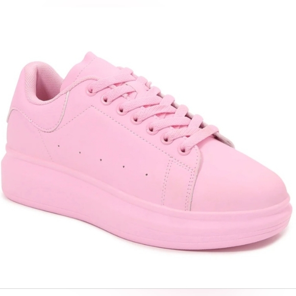 Women's Platform Casual Sneakers - Pink - Picture 2 of 3